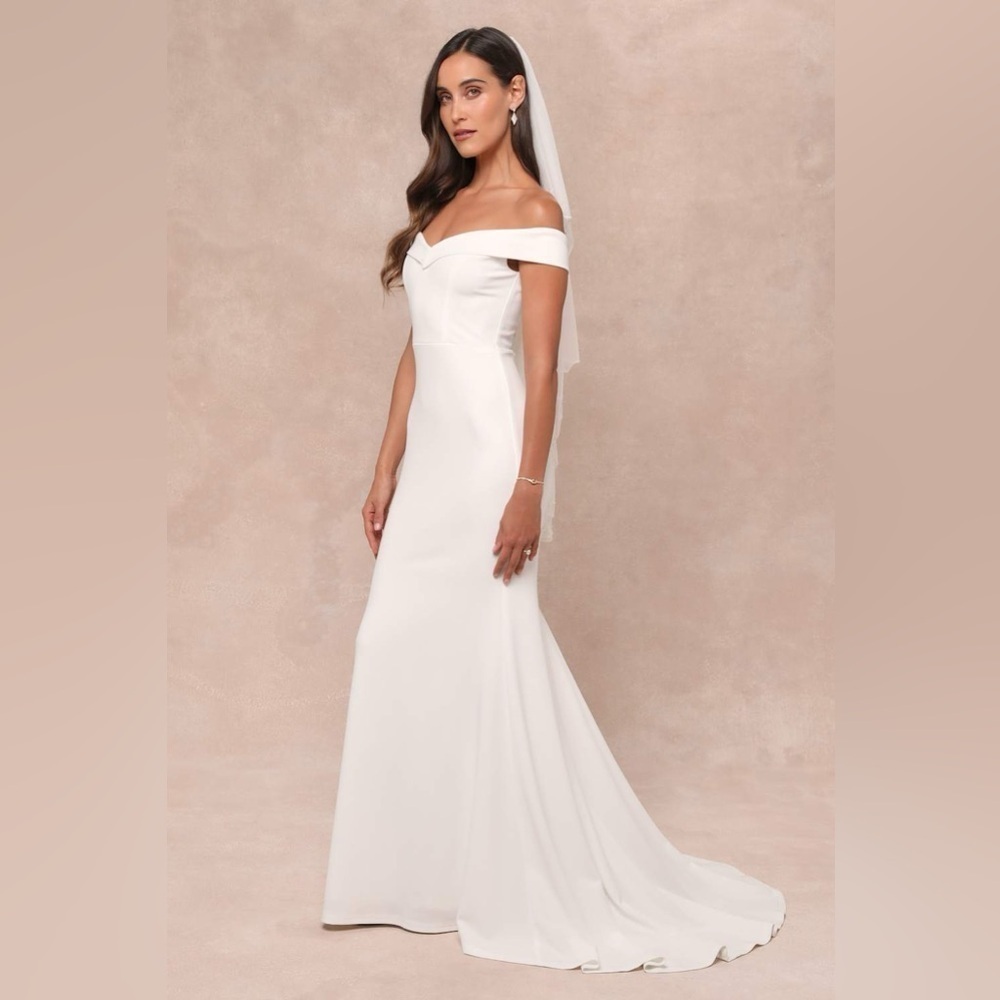 LULU’S Arienne White Off-The-Shoulder Mermaid Maxi Dress - Picture 2 of 5
